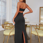 Women's Halter Backless Cutout Split Dress
