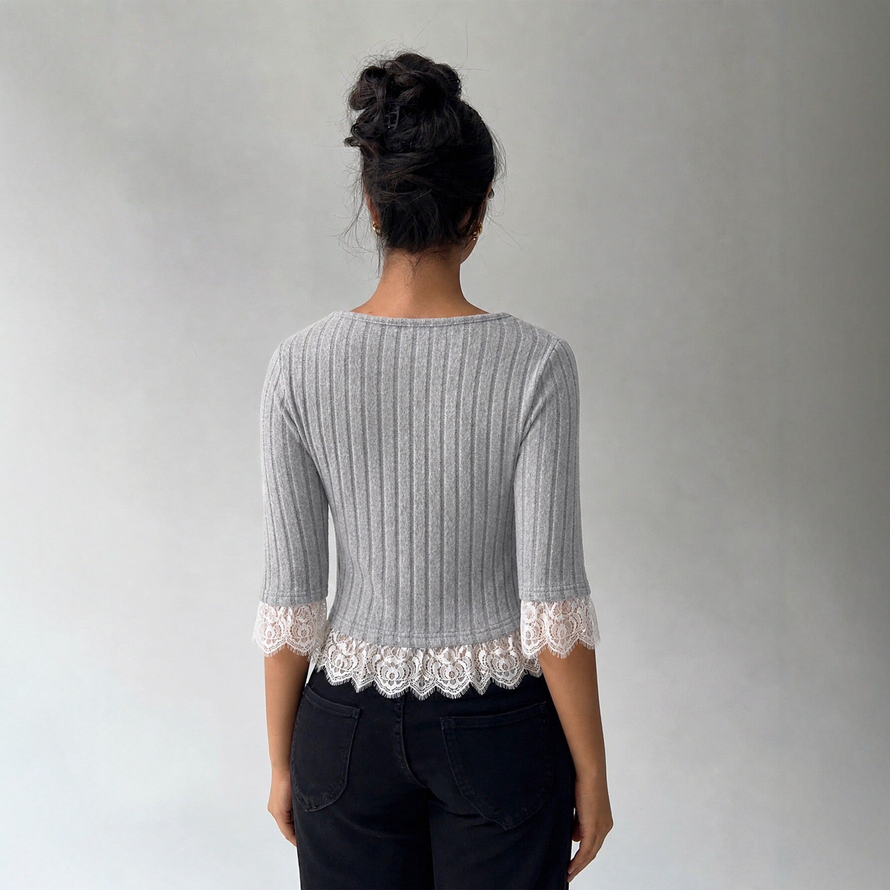 Women's Lace Patchwork Knit Top