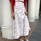 Women's Floral Spring Elegant High Waist A Line Fishtail Skirt
