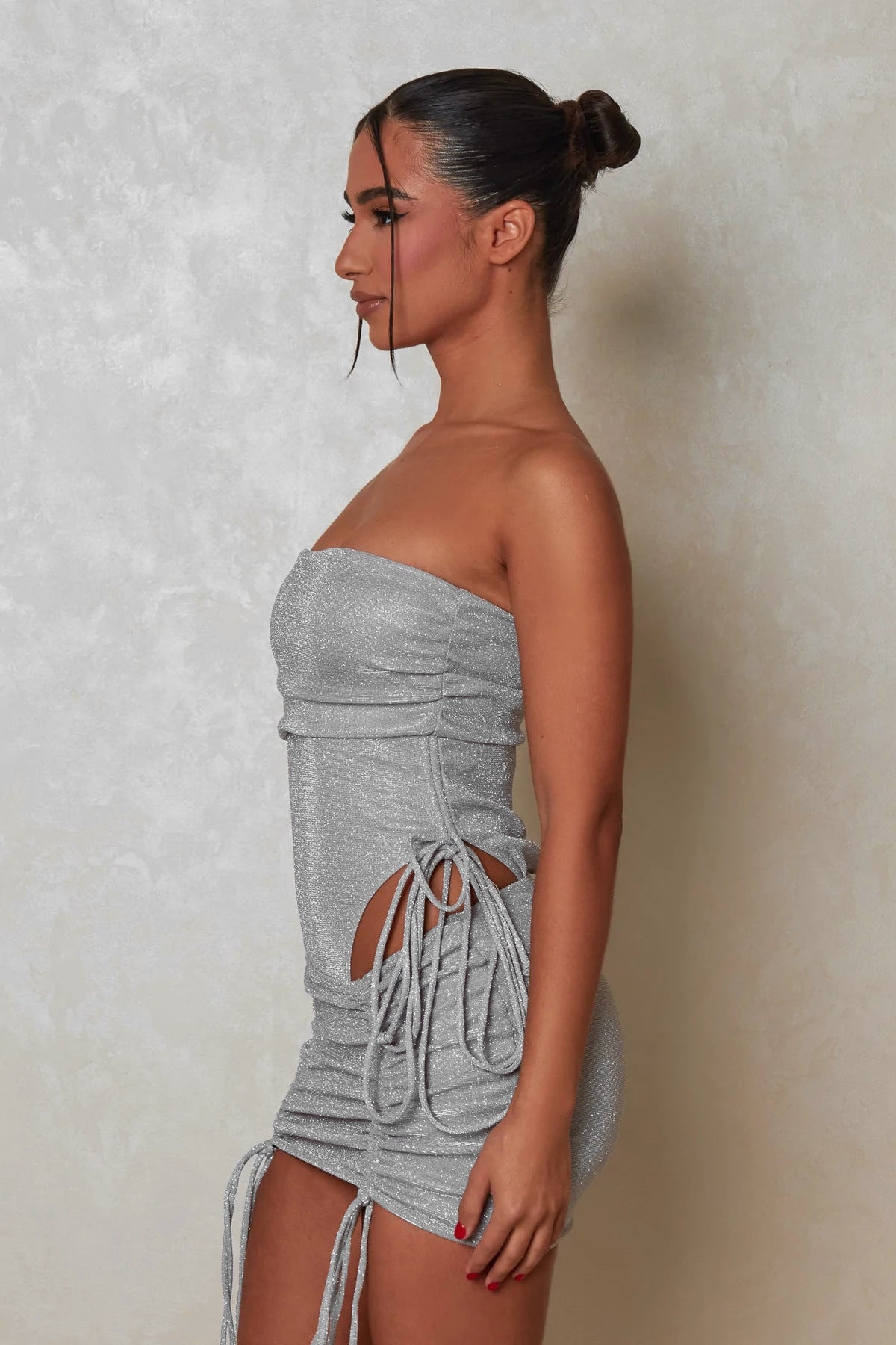 off Shoulder Jumpsuit Hip Skirt Set Sexy Sexy Tube Top Jumpsuit Drawstring Tight Skirt