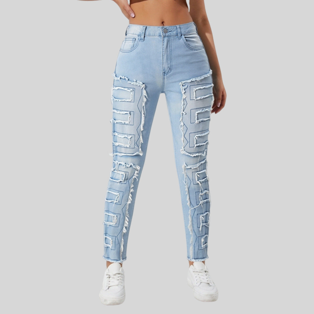 Light Blue Patch Heavy Industry Jeans Women HW Slimming
