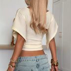 Summer Women Clothes Gentle off the Shoulder Top Texture