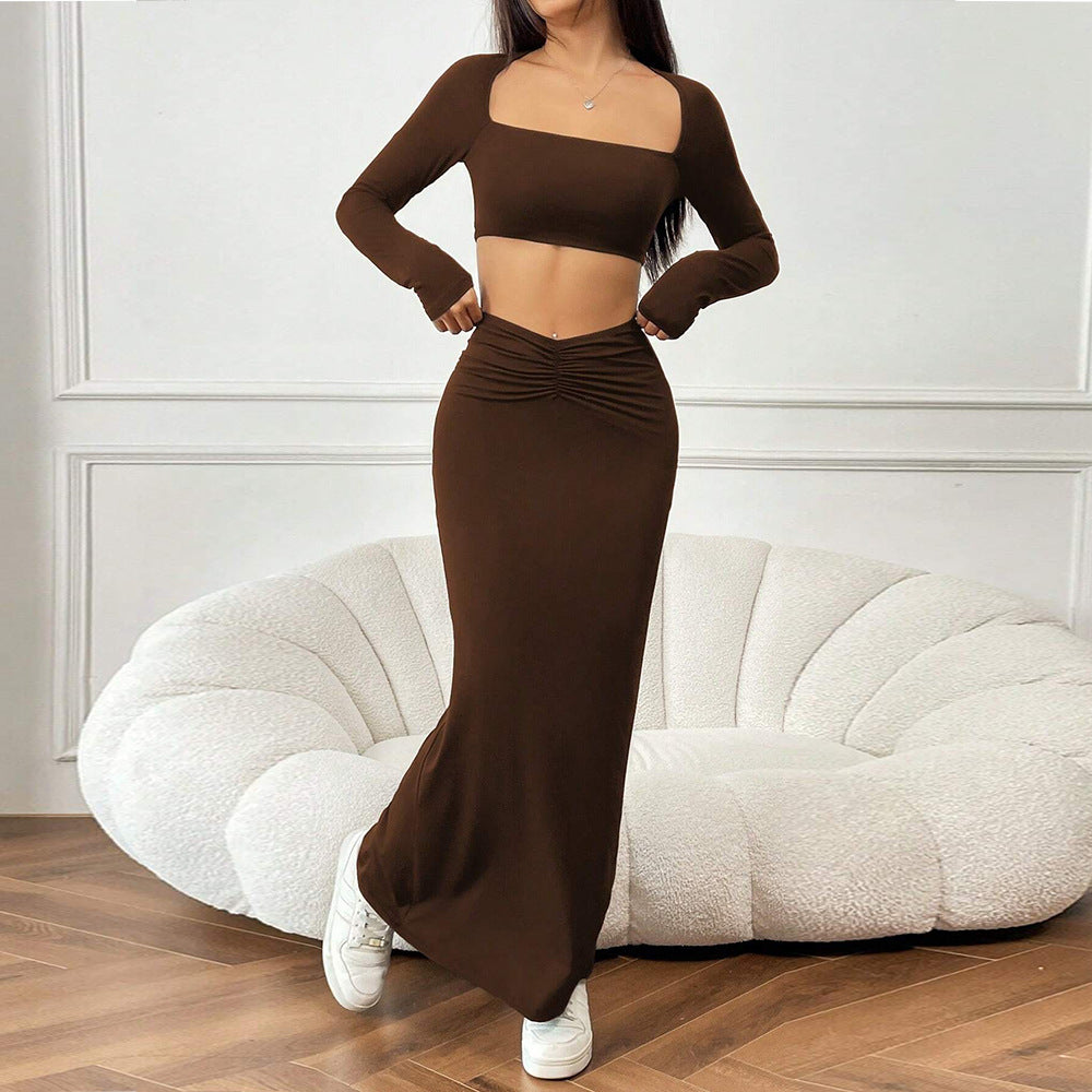 Women's Elegant Top & Long Skirt Two-Piece Set