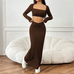 Women's Elegant Top & Long Skirt Two-Piece Set