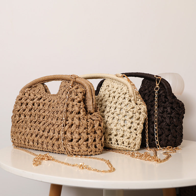 Women's Woven Straw Shoulder Bag