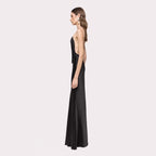 Women's Black Tassel Strapless Fishtail Draping V Neck Slim Fit Evening Dress Wedding