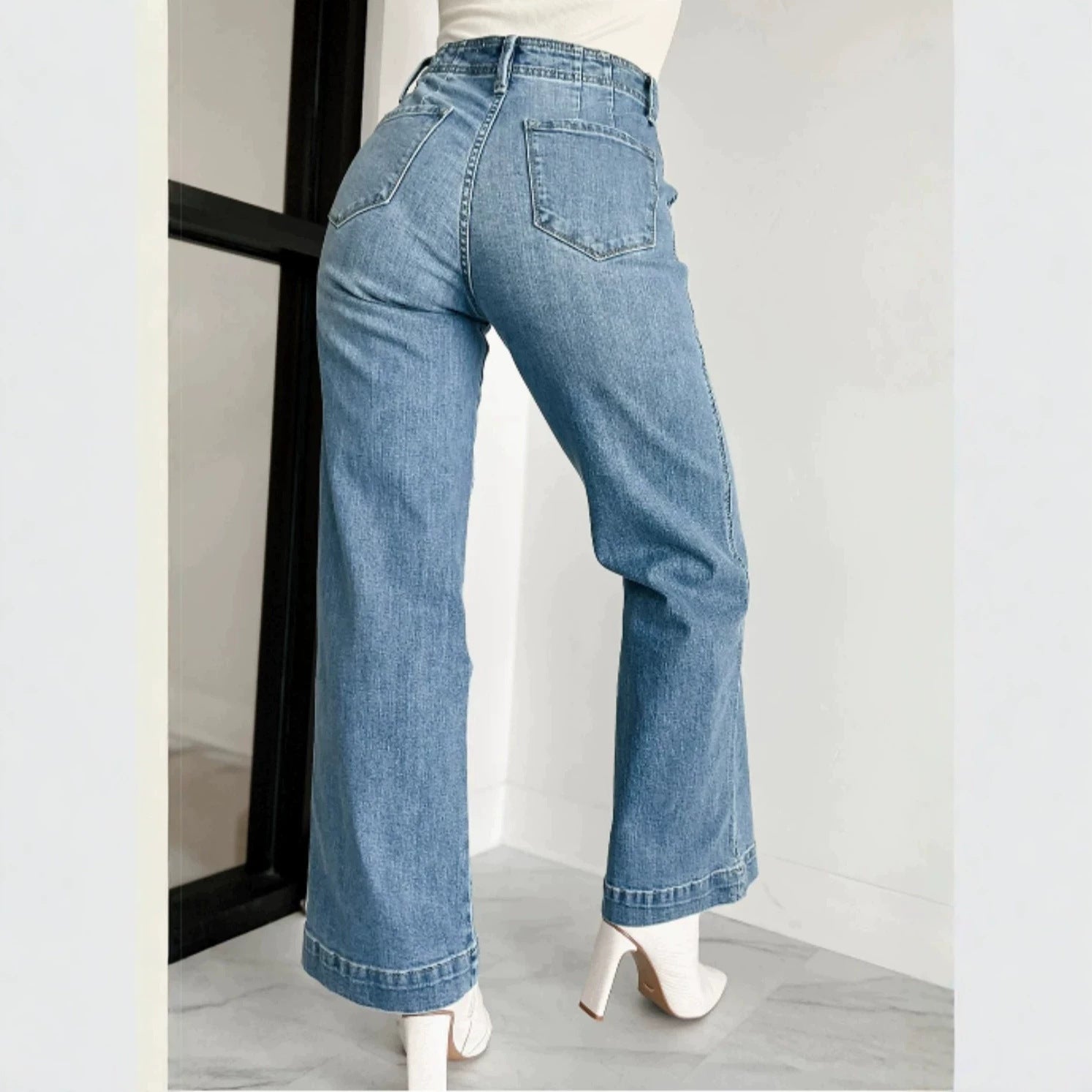 WL Jeans Spring Autumn Retro Simple Casual Slim Fit Women