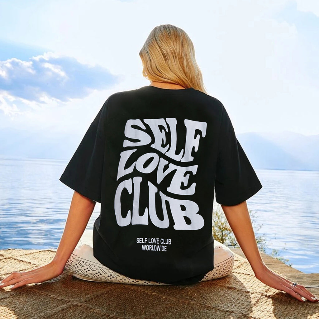 Women's Fast Casual Black T Shirt Simple Round Neck Short Sleeve Women Top Loose Printed