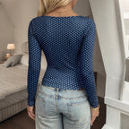 Women's Retro Polka-Dot Fitted Top