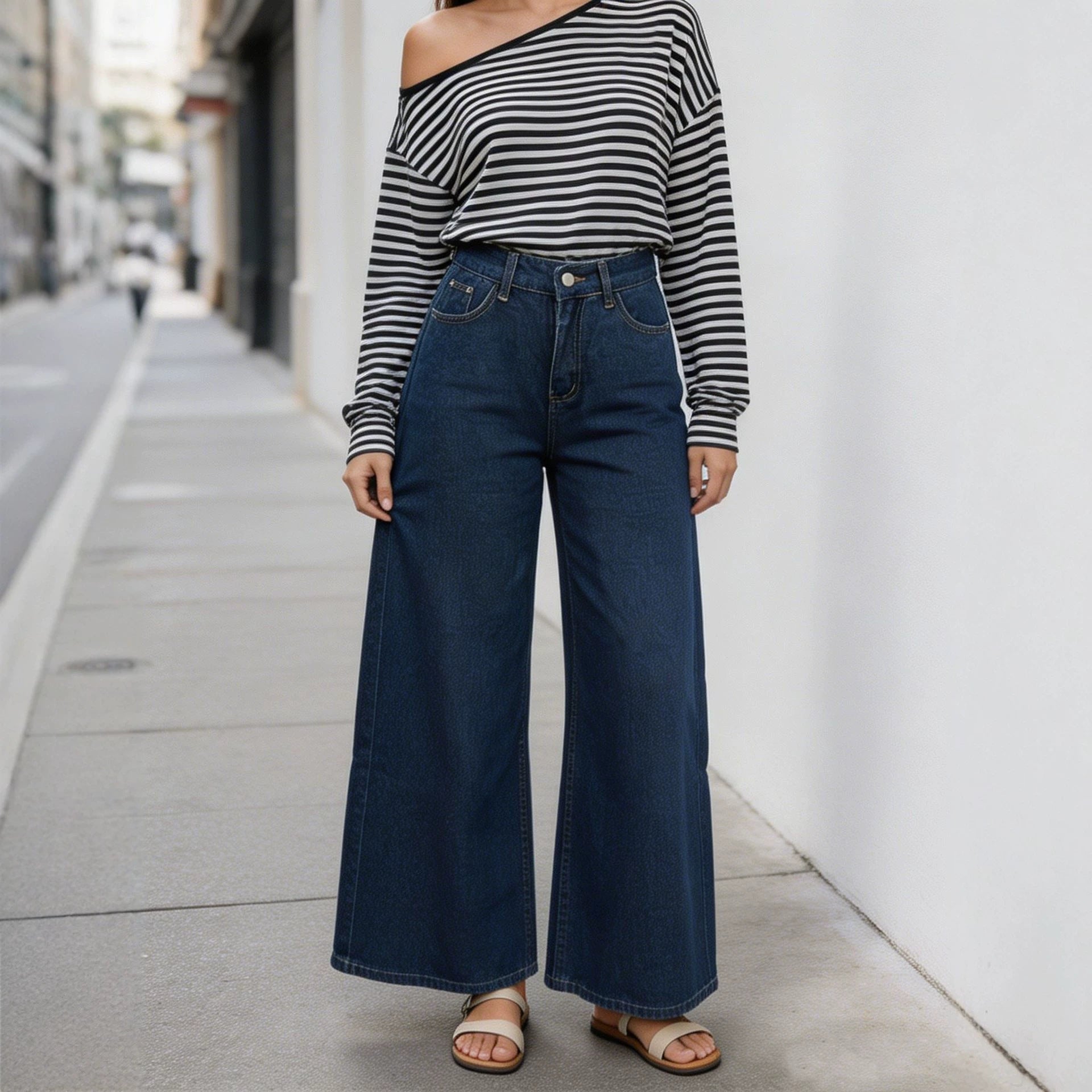 Simple Retro Slim Fit Slimming Straight Women Jeans