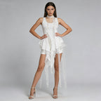 's Lace Stitching Vest Lightly Mature Scarf Ribbon Top