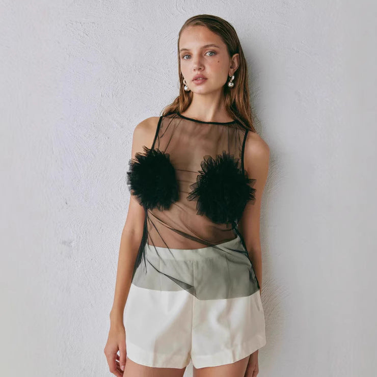 Women's Mesh Hollow Out Cutout Top