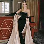 Women's Summer Women Clothing Drilling Strapless Dress With Gloves Sexy Black Dress