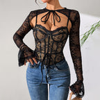 Sheer Lace Shawl Two-Piece Camisole Set