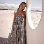Women's Striped Printed Pocket Sling Dress