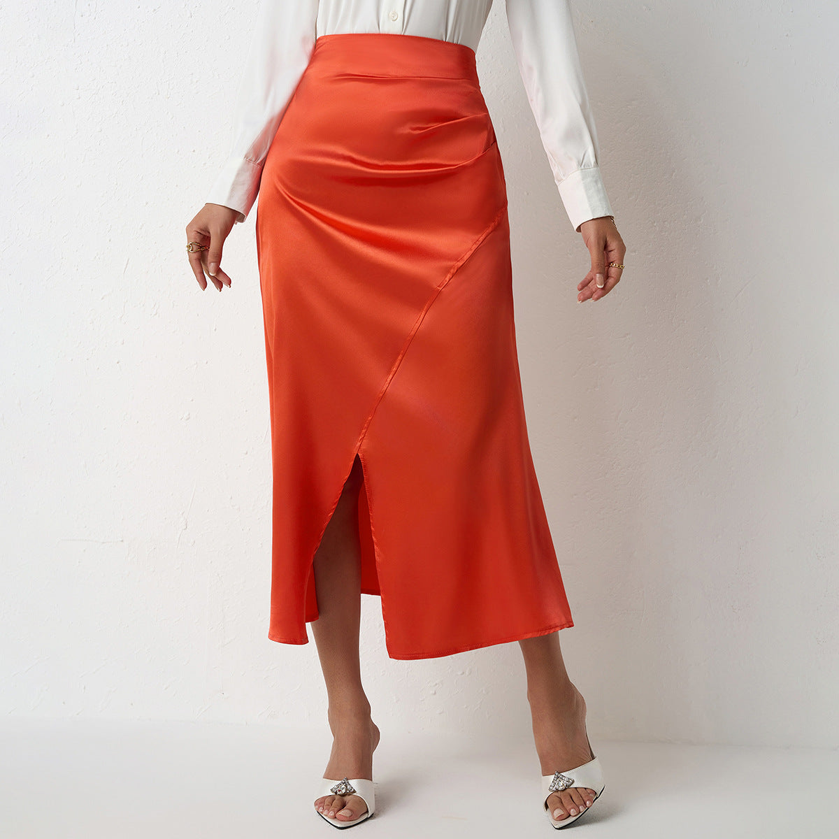 Women's Satin Pleated Fishtail Skirt
