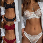 Lace Sexy Lingerie Set Solid Color Eyelash Lace