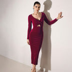 Women's Elegant Deep V Plunge neck Top Hollow Out Cutout out Slim Fit Party Hip Dress