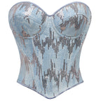 Blue Court Boning Corset Bra Tube Top Vest Body Shaping Top