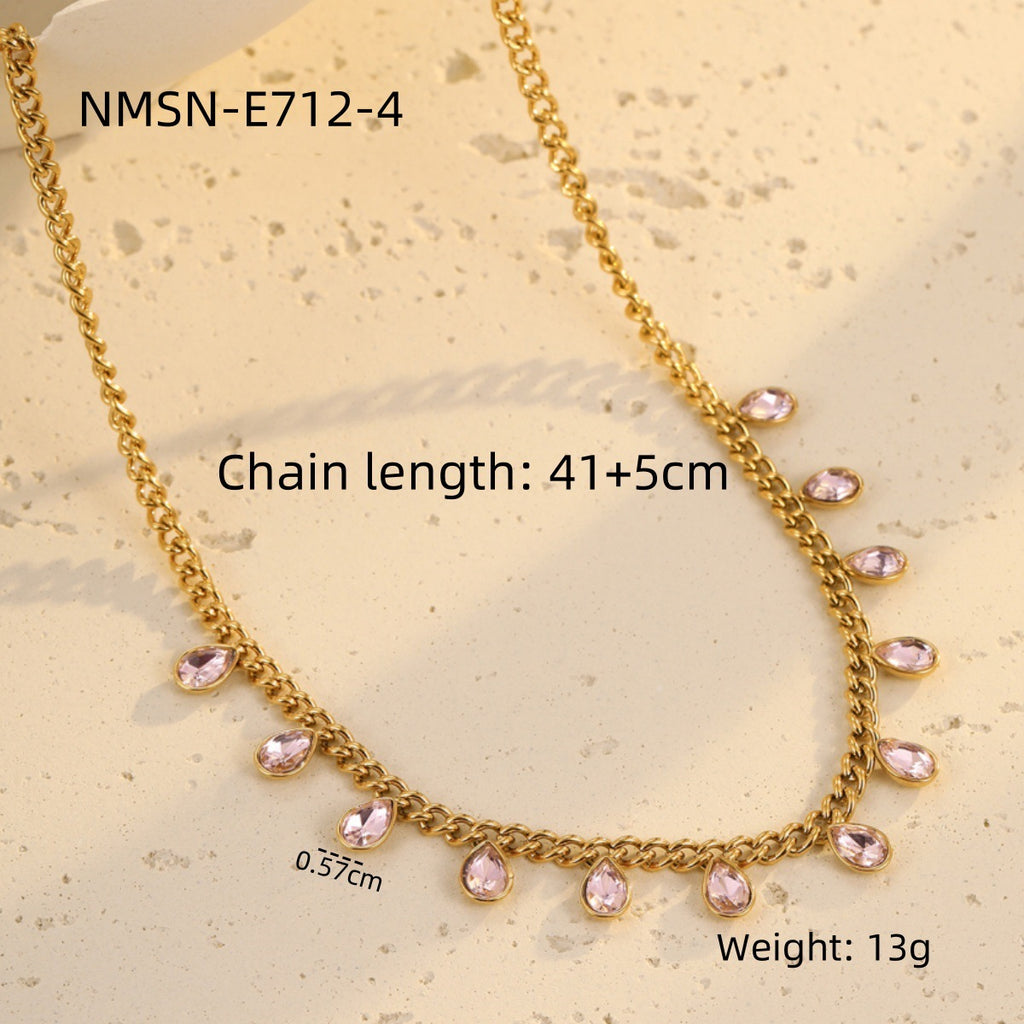 Water Drop Pink Zircon Necklace