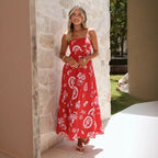 Women's Spring Summer Dress Same Submarine Creature Printed Sling Large Swing Dress