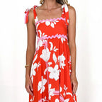 Women's Floral Wave Print Halter Dress