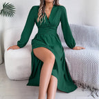Women's Smocked V-Neck Maxi Dress