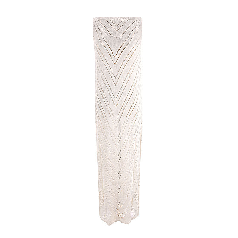 Sexy Backless Dress Solid Color Knitted Vest Maxi Dress