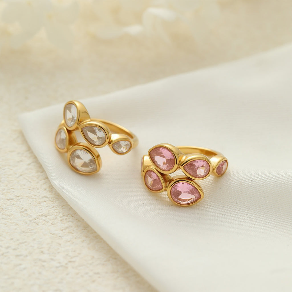 Women's Pink Zircon Open Ring