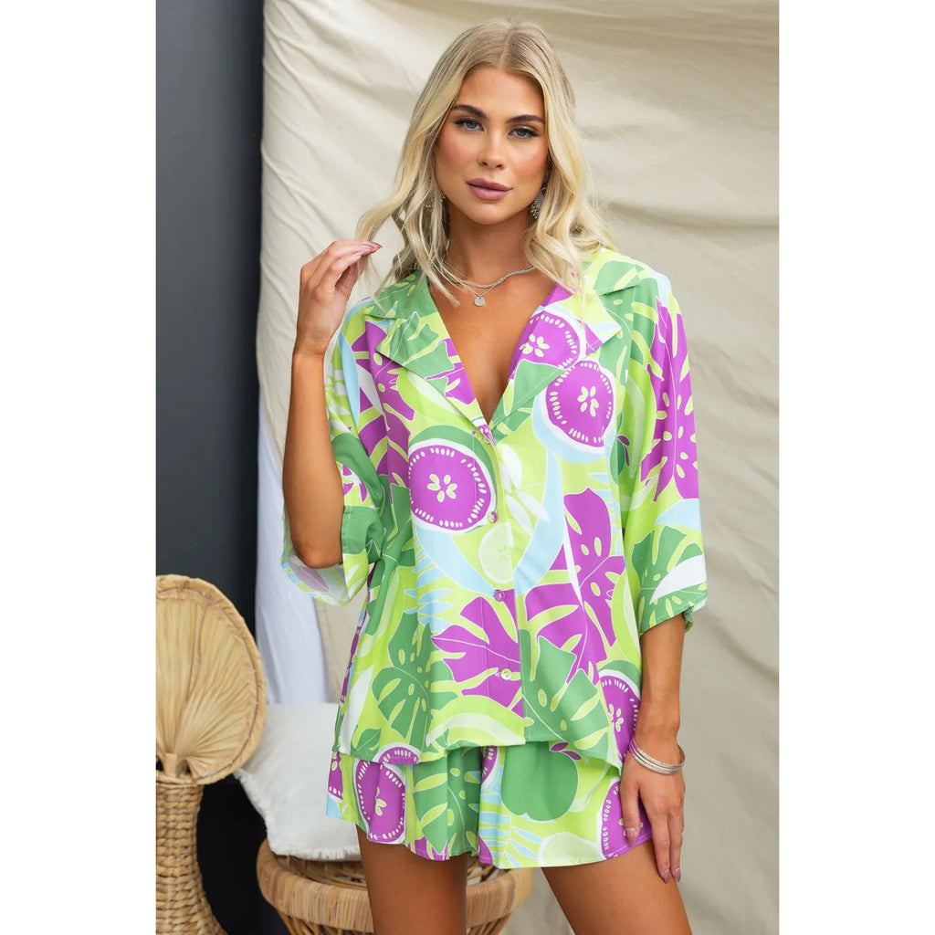 Women's Polo-Collar Two-Piece Set