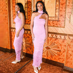 Strapless Ruched Split Bodycon Maxi Dress