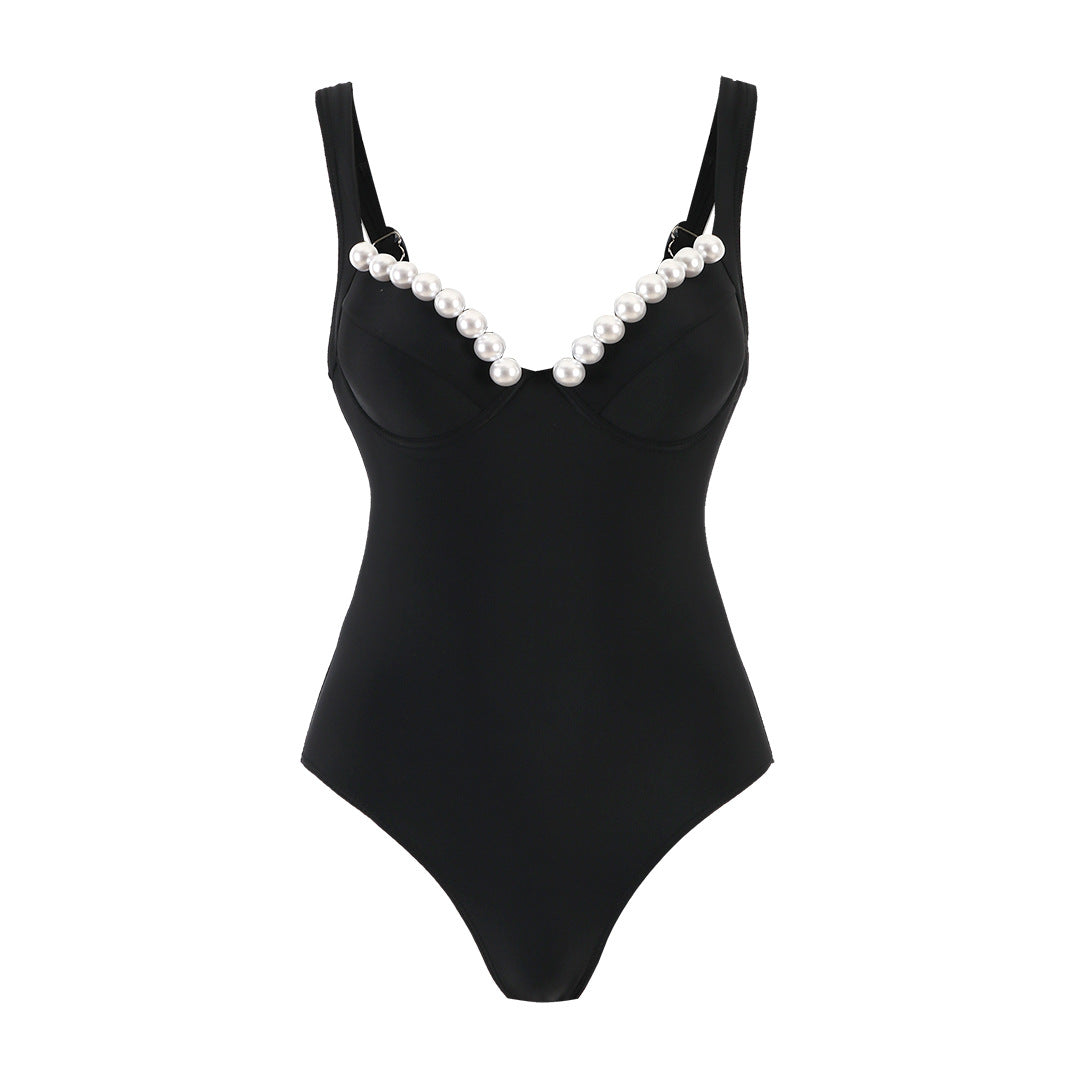 Pure Black One-piece Swimwear