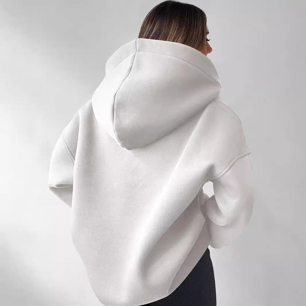 Women's Fall Winter Ladies Sweatshirt Solid Color Long Sleeve Hooded Solid Color Loose Sweater Women Top
