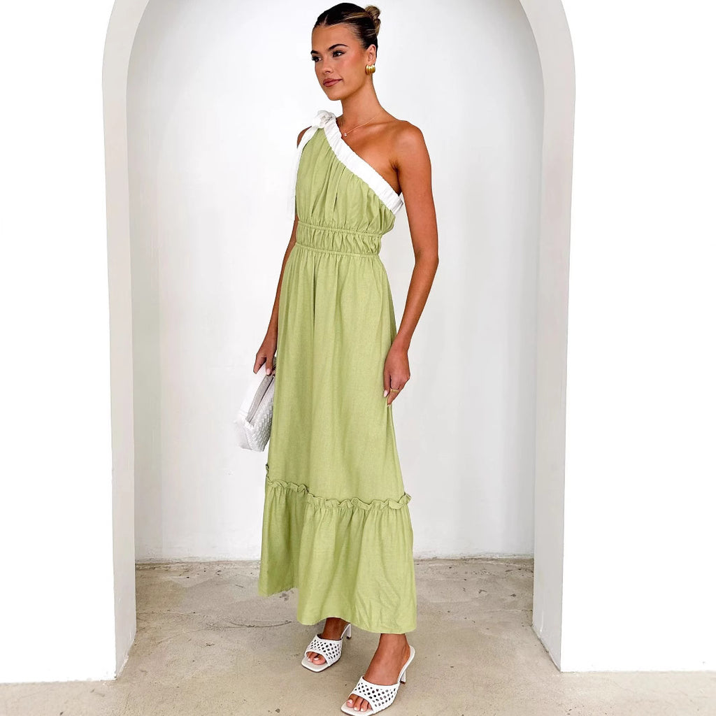 Women's Lace up Solid Color Dress