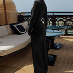 Black Long-Sleeve V-Neck Micro Transparent Dress