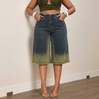 Women's High-Waisted Cropped Wide-Leg Jeans