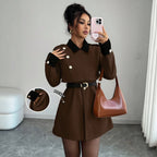 Autumn Winter Collared Women Woolen Suit Slim Fit Coat