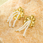 Floral Pearl Tassel Earrings