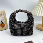 Women's Wooden Beaded Woven Handbag