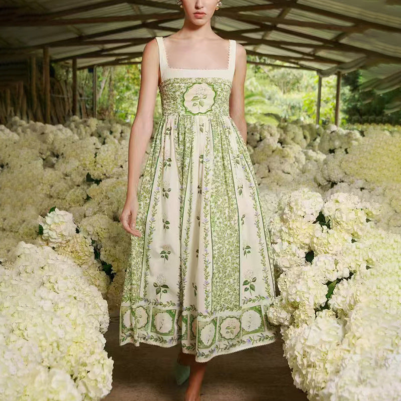 Printed Summer Tendy Mori Girl Easy Matching Waisted Slip Dress