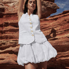Cotton Vest Bud Skirt Two Piece Set