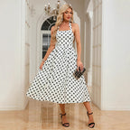 Women's Sleeveless Halter Polka Dot Dress