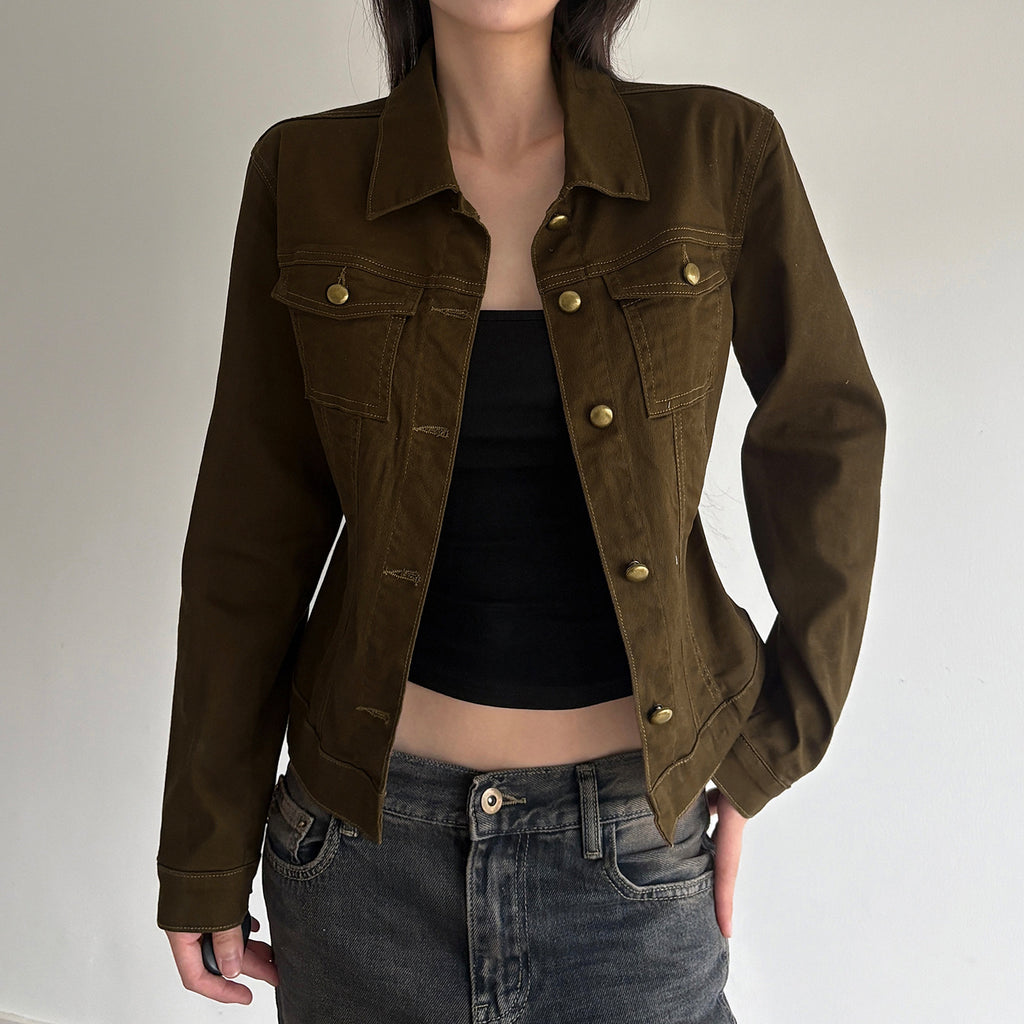 Women's Fitted Denim Button Jacket