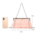 Women's Sequin Hard-Frame Chain Clutch