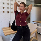 Women's Single Breasted Twist Twisted String Knitted Sweater