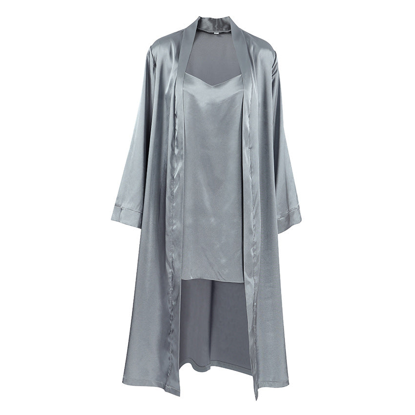 Loose Casual Nightgown Nightdress Two Piece Set Autumn Simple Comfortable High End Home Wear