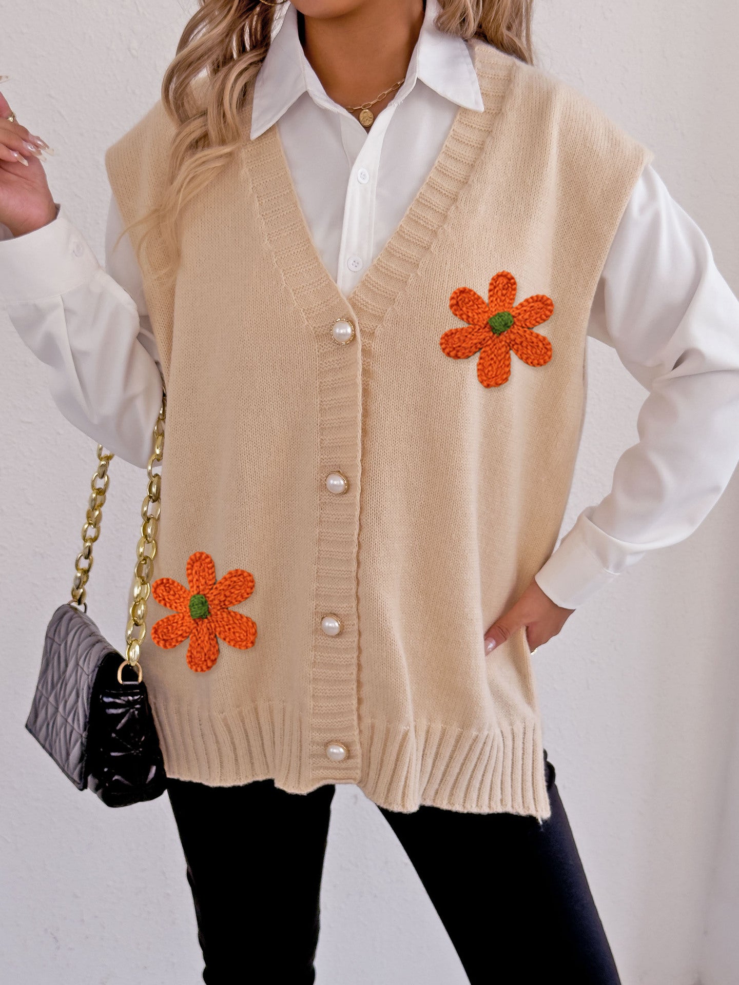 Apricot 2 Orange Wool Flowers