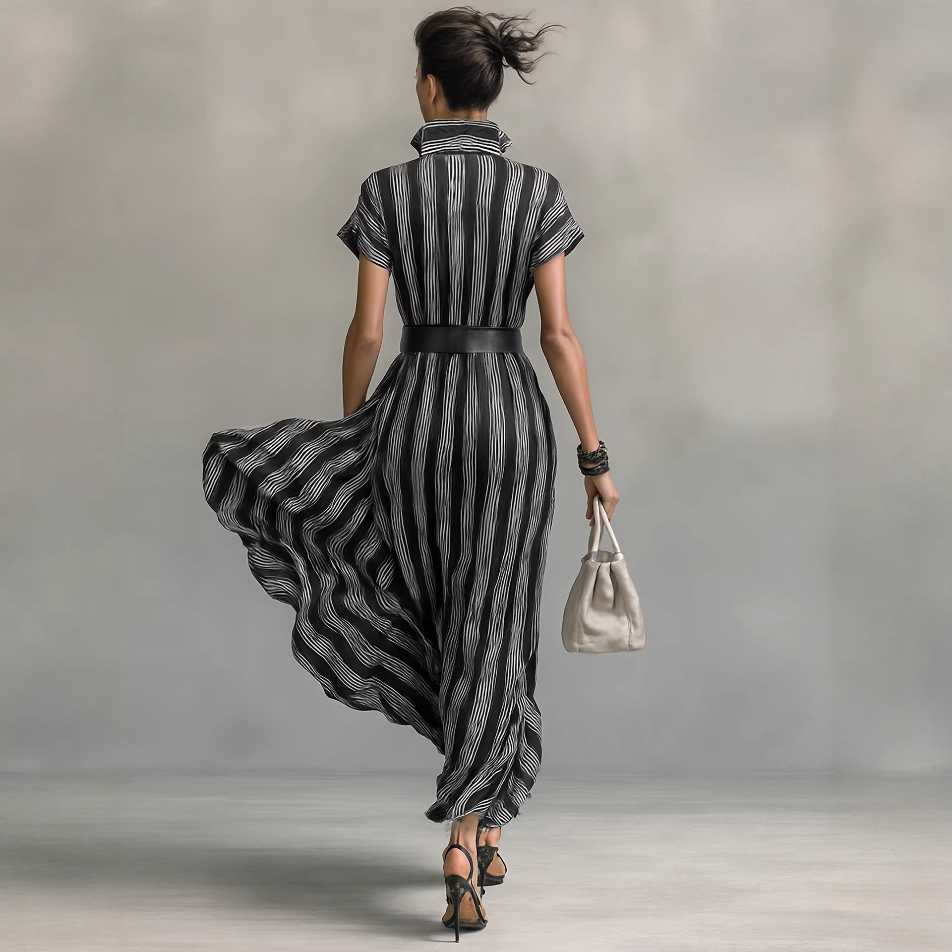 Women's Striped Short Sleeve Dress