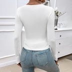 Simple All Match T shirt Office Inner Wear Slim Long Sleeve Top
