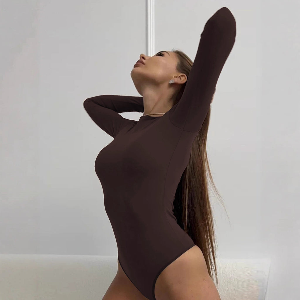 Women's Women Autumn Winter Off Neck Tight Jumpsuit